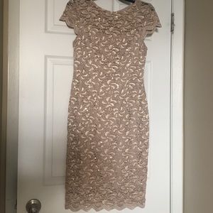 Champagne lace cocktail dress
